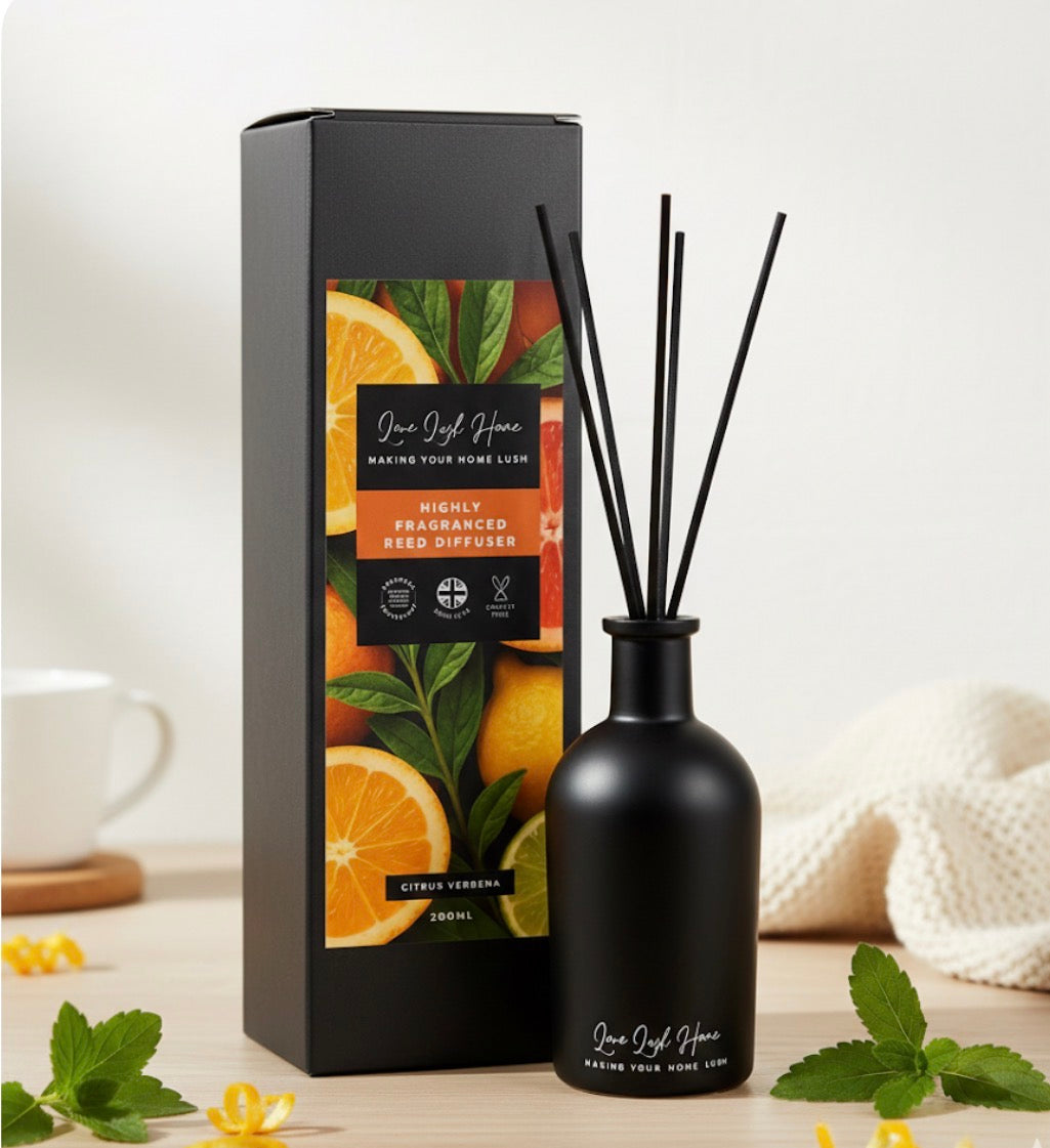 Citrus Verbena + Anti Odour Technology | Black Ceramic Reed Diffuser | 200ml