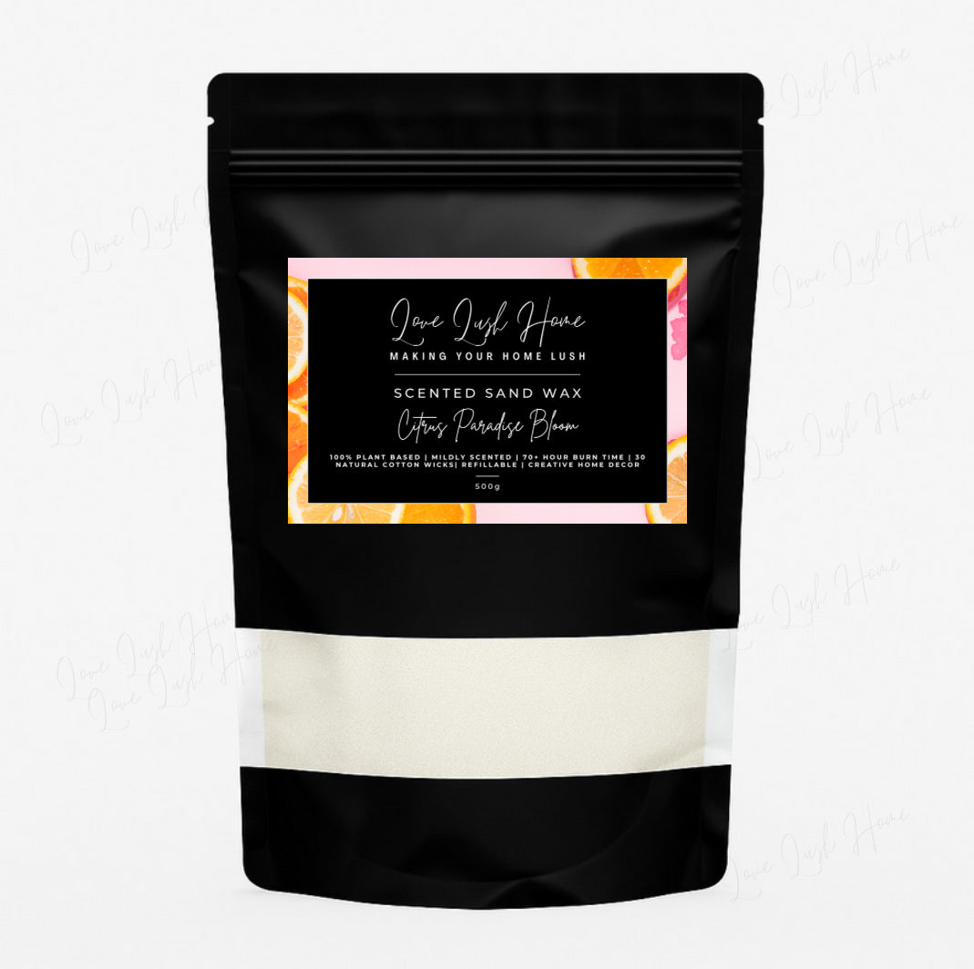 Citrus Paradise Bloom - Luxury Pearled Candle Sand | Scented Candle Sand + 30 Wicks