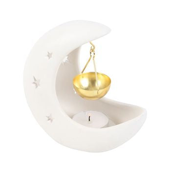 White Crescent Moon Wax Burner