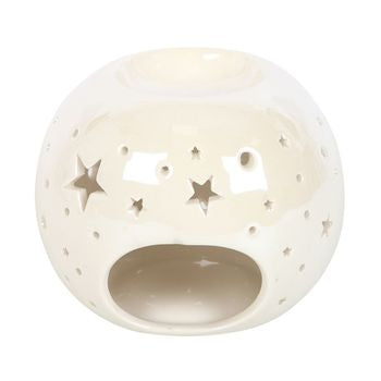 White Iridescent Star Wax Burner
