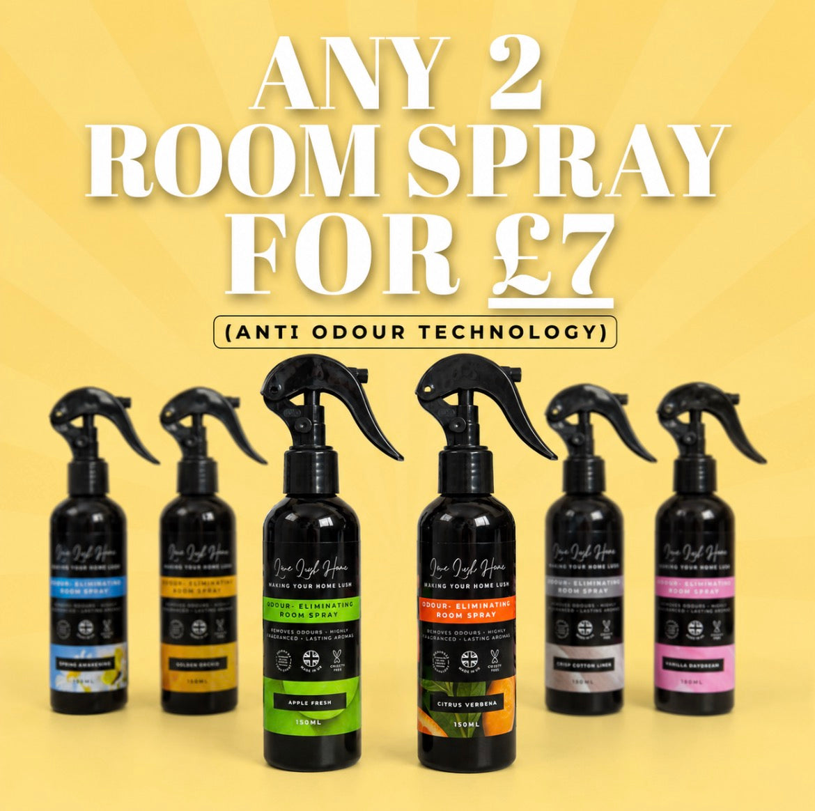 2 ROOM SPRAYS (Anti-Odour) + FOR £7!!