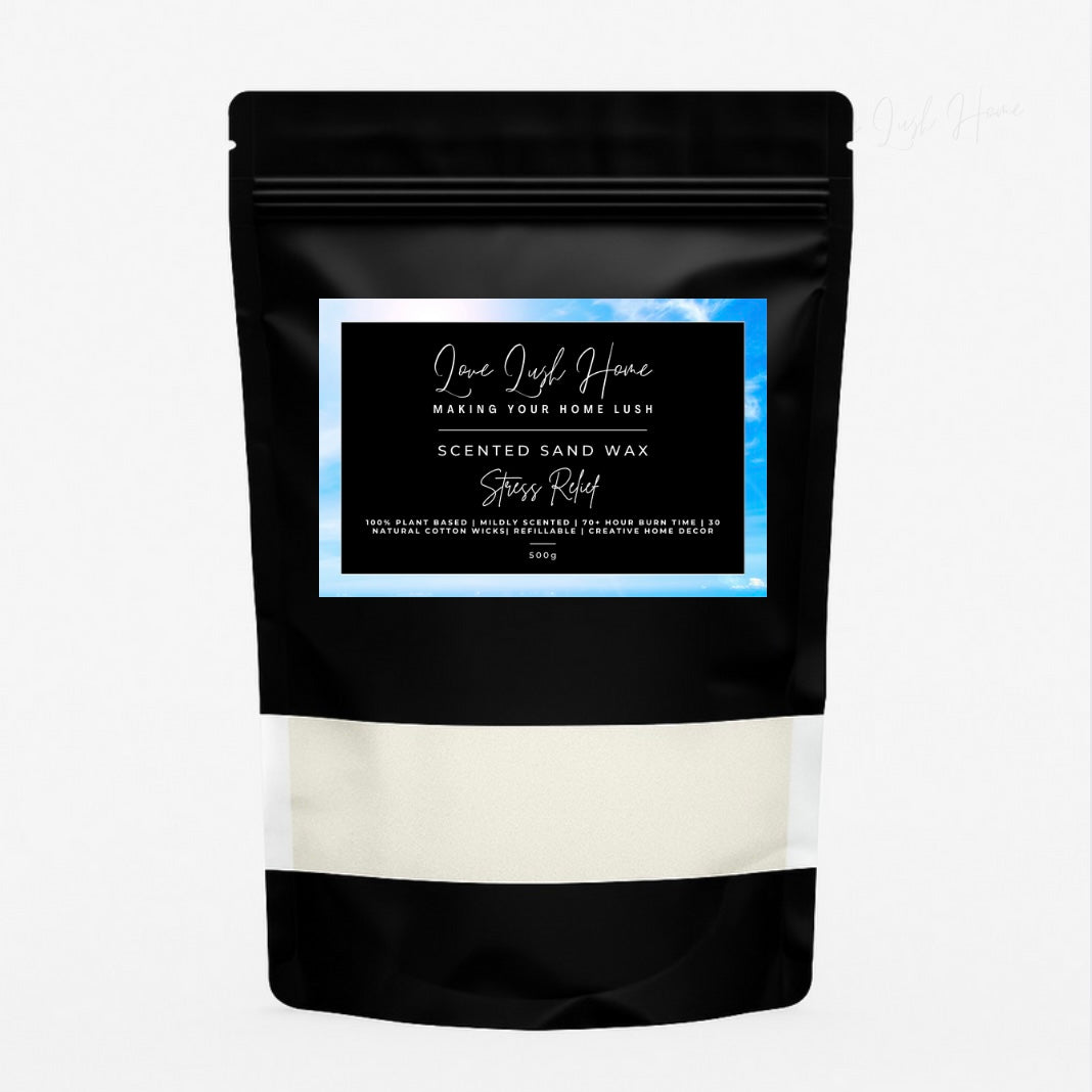 Stress Relief - Luxury Pearled Candle | Scented Candle Sand + 30 Wicks